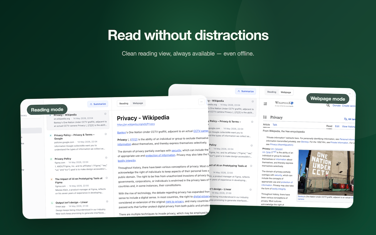 Turn Field focused reading workspace.